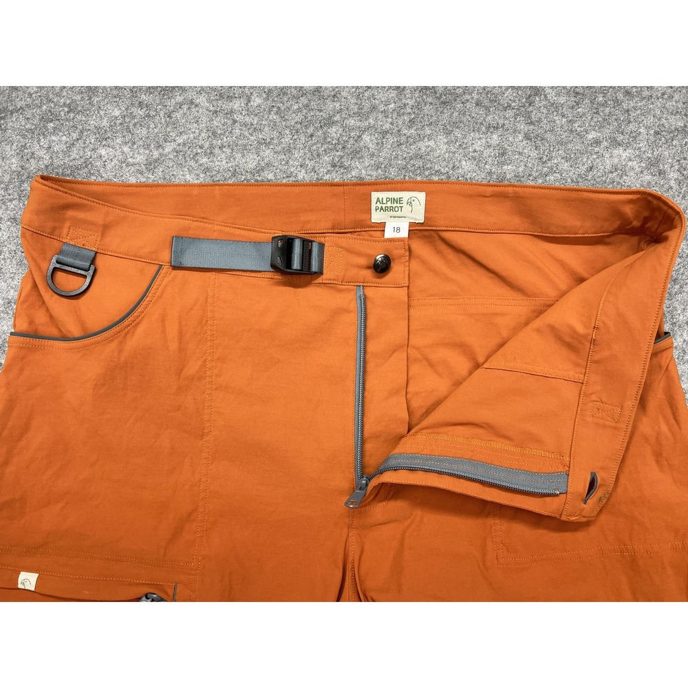 Alpine Parrot Mountain Pants Womens 18 Orange Hiking Roll-Up Belted Pockets - Picture 3 of 12